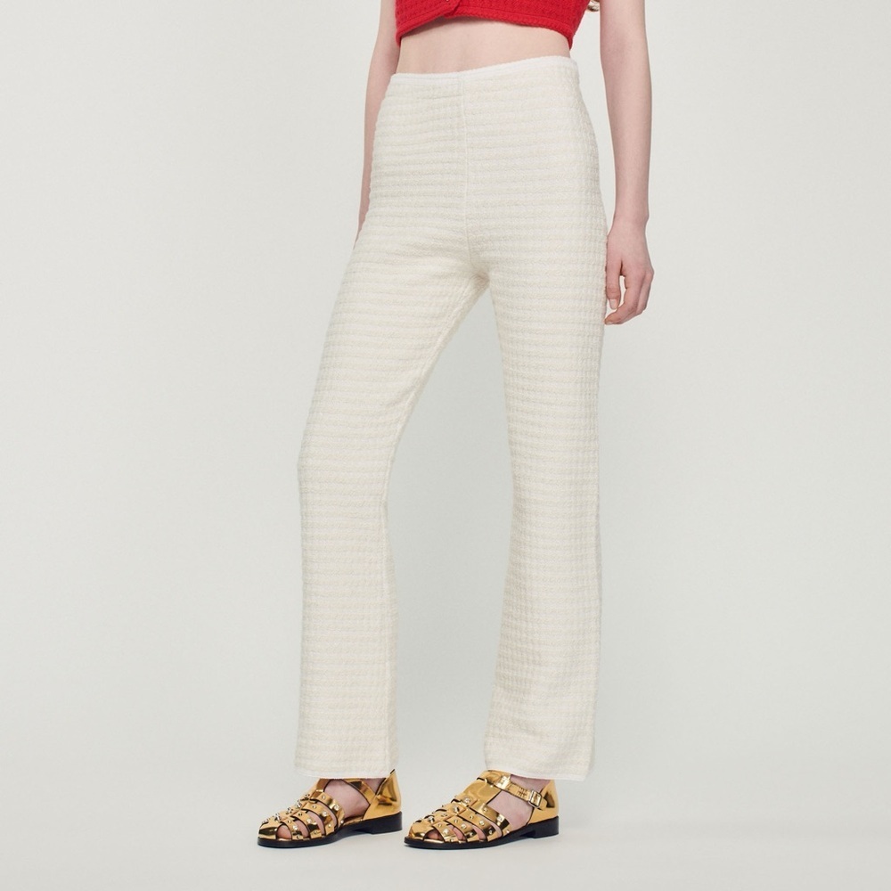 🌻NEW w/tags Sandro Fancy Braid Trim Side Zip Tweed Pants Women’s Size 42 US 10